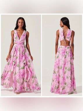 ASTR The Label Noya Floral Cutout Maxi Dress